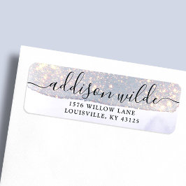 Holografisch Paars Glitter Luxury Return-adres Etiket