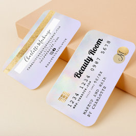 Holografisch paars monogram kredietkaart visitekaartje