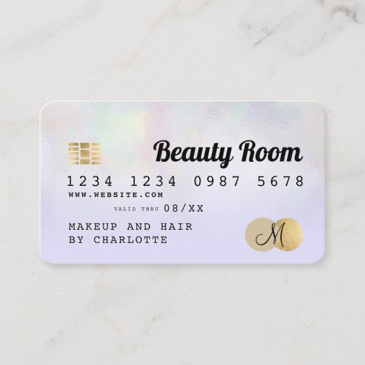 Holografisch paars monogram kredietkaart visitekaartje (Voorkant)