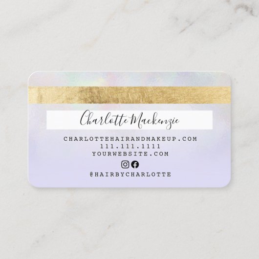 Holografisch paars monogram kredietkaart visitekaartje (Achterkant)