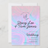 Holografisch Paars Roze Glitter Botanical Wedding Kaart (Voorkant)