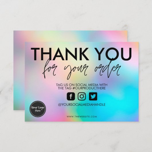 Holografisch pasta Dank u voor mediumtoevoeging (Voorkant / Achterkant)