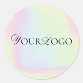 Holografisch Pastel Aangepast Zakelijk Horizontaal Ronde Sticker (Voorkant)