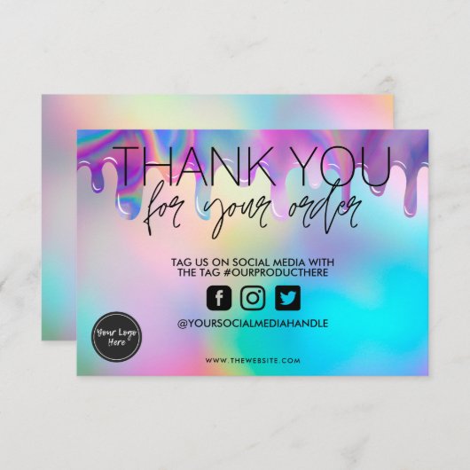 Holografisch pastel Drip Dank u wel Media invoegen (Voorkant / Achterkant)
