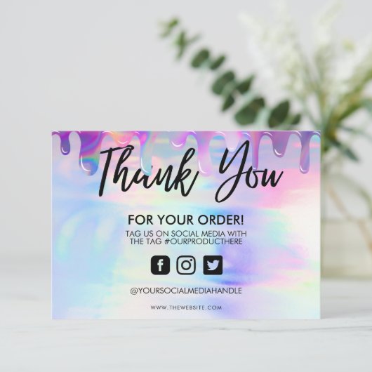 Holografisch pastel Drip Dank u wel Media invoegen (Staand voorkant)