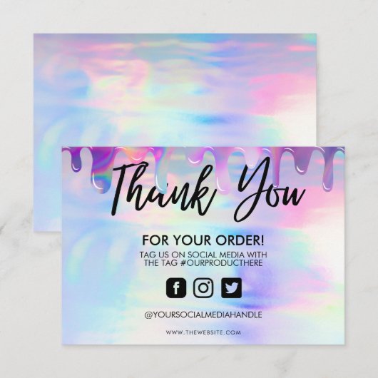 Holografisch pastel Drip Dank u wel Media invoegen (Voorkant / Achterkant)