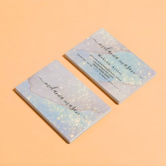 Holografisch pastel Glitter Makeup Artist Elegant Visitekaartje
