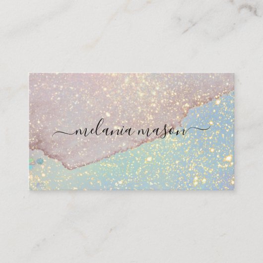 Holografisch pastel Glitter Makeup Artist Elegant Visitekaartje (Voorkant)