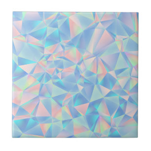 Holografisch Pastel Laag-Poly Geometrisch Kristal Tegeltje