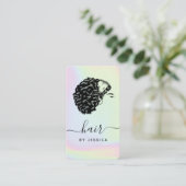 Holografisch pastel regenboogvaar Unicorn Afro Hai Visitekaartje (Staand voorkant)