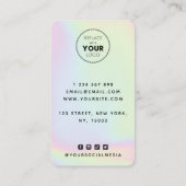 Holografisch pastel regenboogvaar Unicorn Afro Hai Visitekaartje (Achterkant)