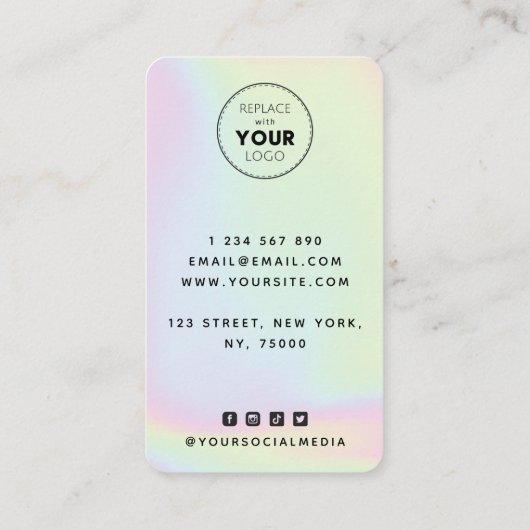 Holografisch pastel regenboogvaar Unicorn Afro Hai Visitekaartje (Achterkant)