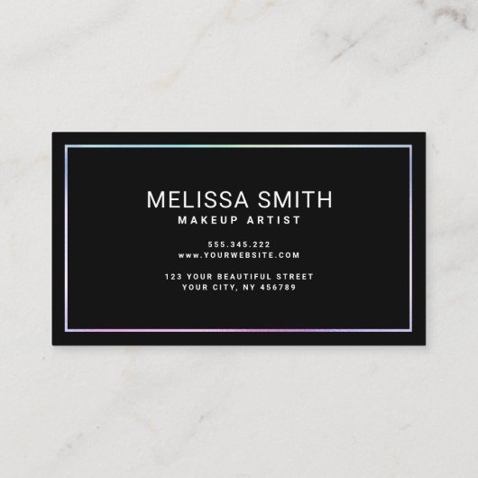 Holografisch pastelglanzend modern kleurrijk visitekaartje (Achterkant)