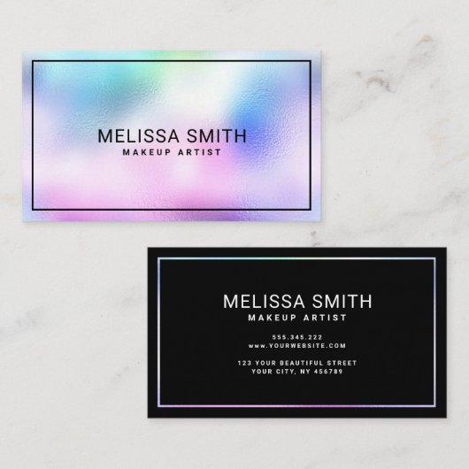 Holografisch pastelglanzend modern kleurrijk visitekaartje (Voorkant / Achterkant)
