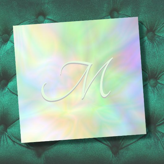 Holografisch pastelgradiënt opal monogram initiaal post-it® notes