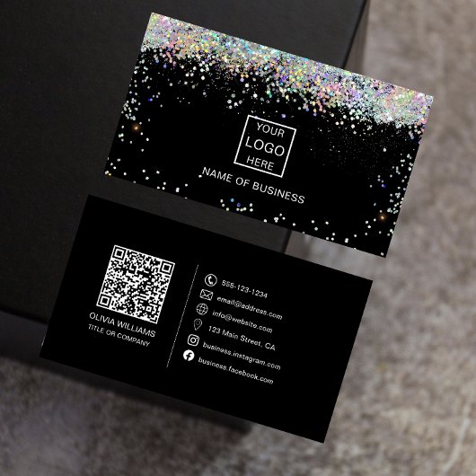 Holografisch pictogram Glitter QR Code Social Medi Visitekaartje
