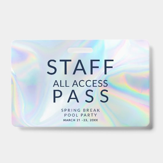 Holografisch Pool Party Personeel All Access Pas E Badge (Voorzijde)