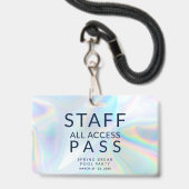 Holografisch Pool Party Personeel All Access Pas E Badge (Achterkant met lanyard)