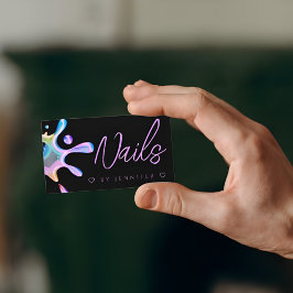 Holografisch Pools plash drip op nails QR code zwa Visitekaartje