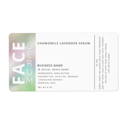 Holografisch professioneel haar en skincare-produc etiket (Voorkant)