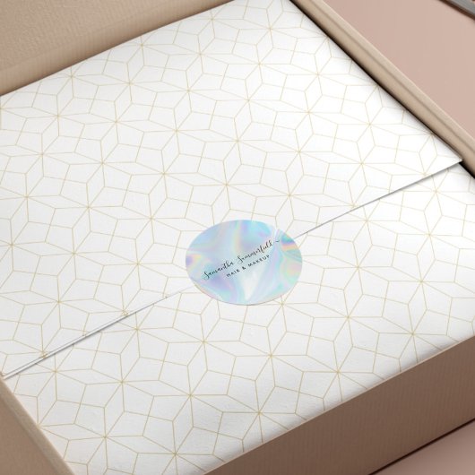 Holografisch QR-code Beauticien Salon Handmade Ronde Sticker