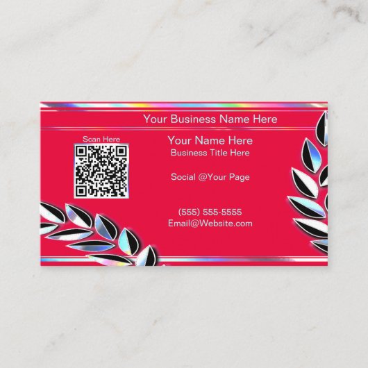 Holografisch QR-code rood Visitekaartje (Voorkant)