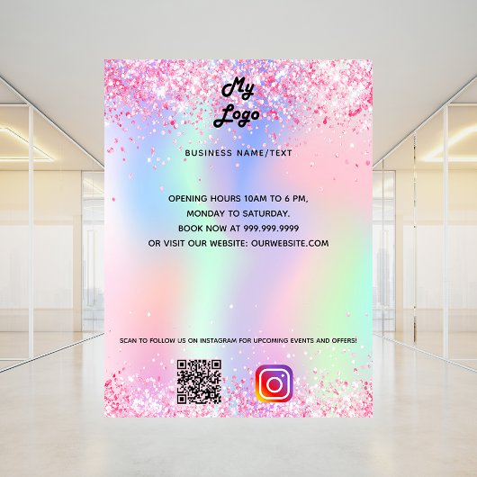 Holografisch qr-codeinstagramtekst voor zakelijke  poster
