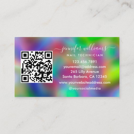 Holografisch QR voor nageltechnicus Visitekaartje (Achterkant)