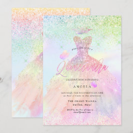Holografisch Quinceanera Princess+Butterflies Kaart