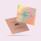 Holografisch Rainbow Blush Roze Cadeaubon Vierkante Visitekaartje