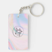 Holografisch regenboog QR Code Logo Business Sleutelhanger (achterkant)