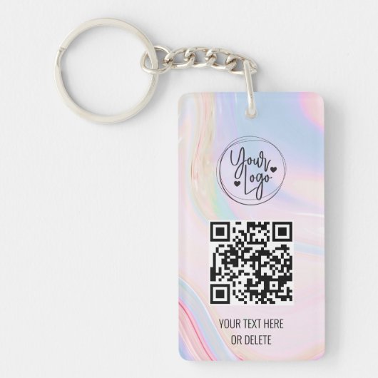 Holografisch regenboog QR Code Logo Business Sleutelhanger (Voorkant)