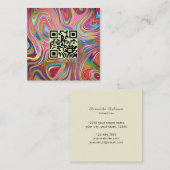 Holografisch regenbooggroen roze QR-code Esthetici Vierkante Visitekaartje (Voorkant / Achterkant)