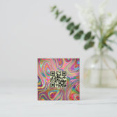 Holografisch regenbooggroen roze QR-code Esthetici Vierkante Visitekaartje (Staand voorkant)