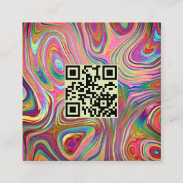 Holografisch regenbooggroen roze QR-code Esthetici Vierkante Visitekaartje