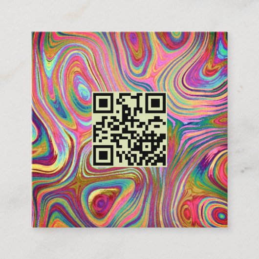 Holografisch regenbooggroen roze QR-code Esthetici Vierkante Visitekaartje (Voorkant)