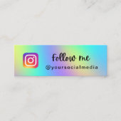 Holografisch regenbooginstagram volgen QR-code toe Mini Visitekaartje (Voorkant)