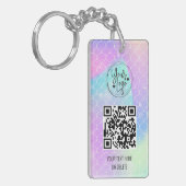 Holografisch regenboogzeegang QR Code Logo Busines Sleutelhanger (Voorkant Links)