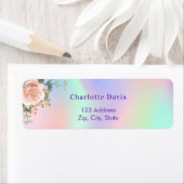 Holografisch roos bloem terug adreslabel etiket (Insitu)