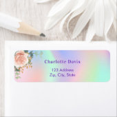 Holografisch roos bloem terugadreslabel etiket (Insitu)