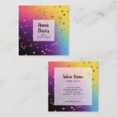 Holografisch roos Gold confetti nageltechnicus Vierkante Visitekaartje (Voorkant / Achterkant)