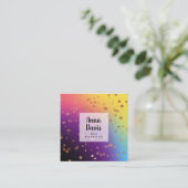 Holografisch roos Gold confetti nageltechnicus Vierkante Visitekaartje (Staand voorkant)