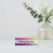 Holografisch roos goud confetti makeuken artiest mini visitekaartje (Staand voorkant)