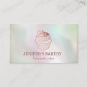 Holografisch roos gouden cupcake zelfgemaakte bakk visitekaartje (Voorkant)