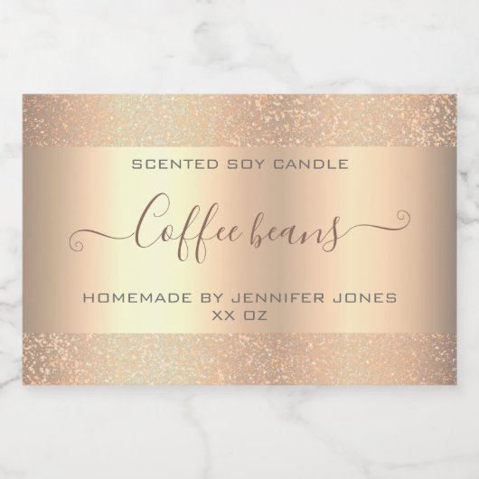 Holografisch Roos Gouden Ombre Glitter Verpakking Voedselcontainer Etiket (Enkel label)