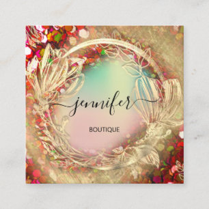 Holografisch Roos Rood Qr-code Logo Vierkante Visitekaartje