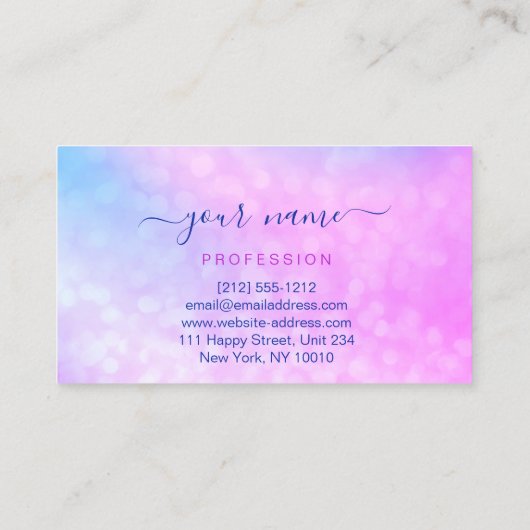 Holografisch roze blauw Abstract merk-u Visitekaartje (Achterkant)