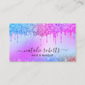 Holografisch roze blauw glitter drijft zout en spa visitekaartje (Voorkant)