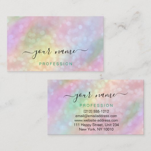 Holografisch roze blauw kleurig makreel visitekaartje (Voorkant / Achterkant)