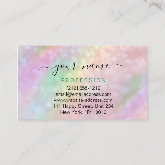 Holografisch roze blauw kleurig makreel visitekaartje (Achterkant)